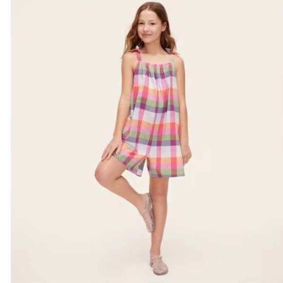 Girls' Plaid Tie-Shoulder Poplin Romper - kate spade new york x Target nwt XS - Picture 1 of 16